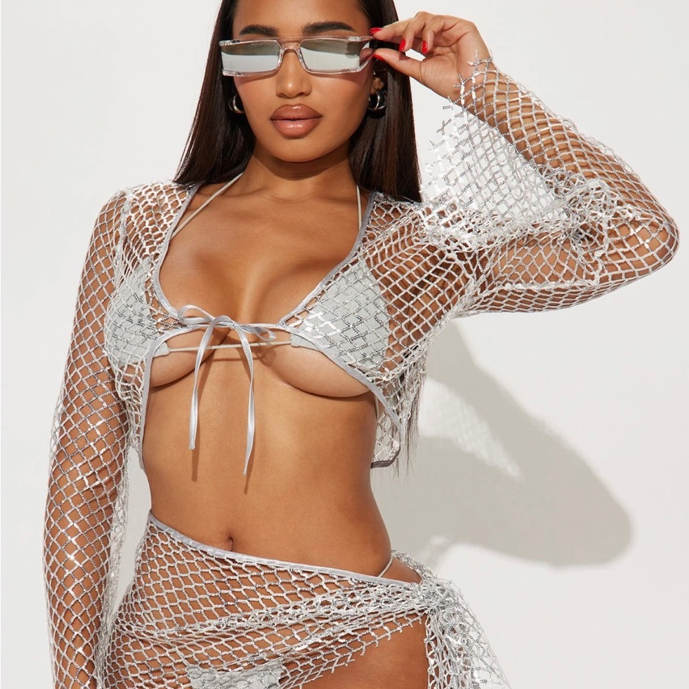 GOLD✨ Stella Sequin Swim Cover Up Top